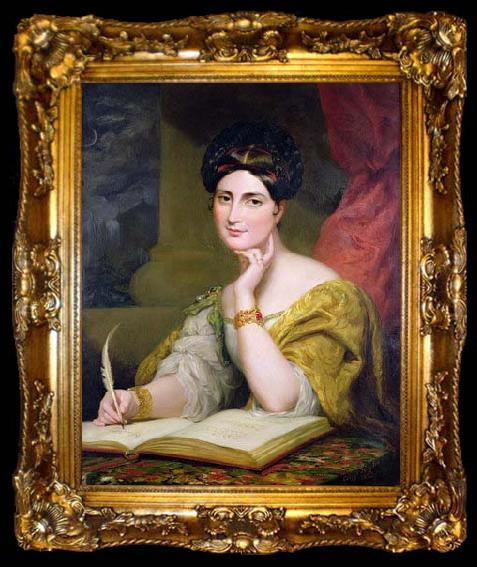 framed  George Hayter The Hon. Mrs. Caroline Norton, society beauty and author, 1832, ta009-2